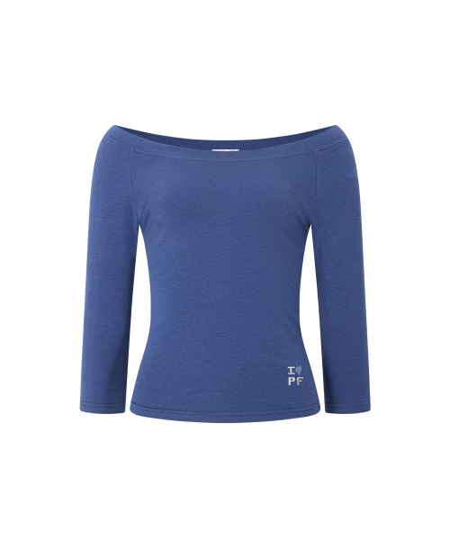 Zed Off-Shoulder Long Sleeve Top (Blue)