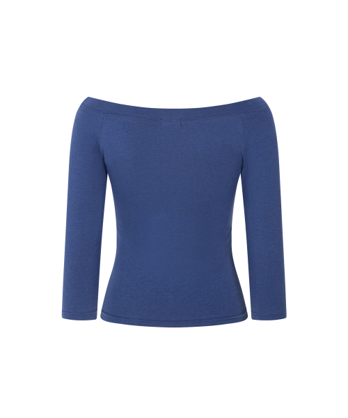 Zed Off-Shoulder Long Sleeve Top (Blue)