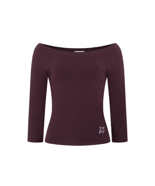 Zed Off-Shoulder Long Sleeve Top (Wine)