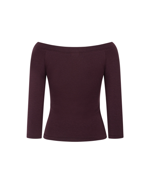 Zed Off-Shoulder Long Sleeve Top (Wine)