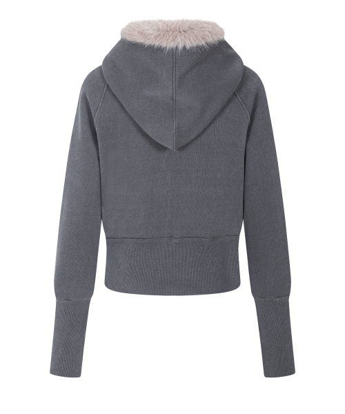 Becky Fur Hoodie Jacket (Charcoal)