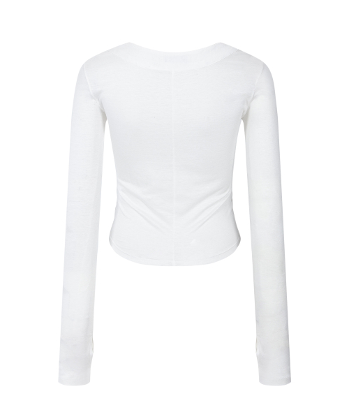 Candela Hooked Shirring Long Sleeve Top (Ivory)