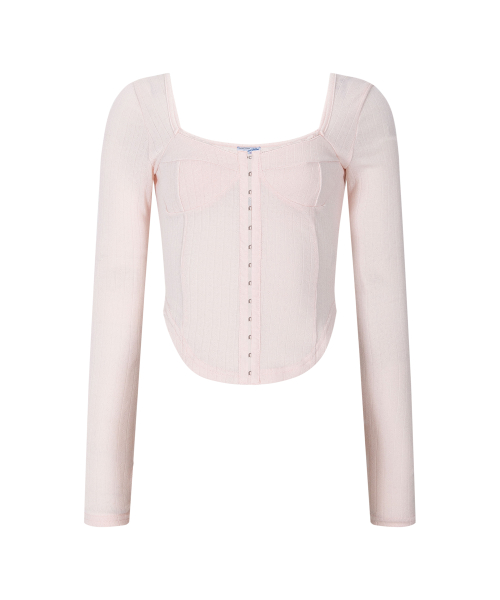 Joan Corset Long Sleeve Top (Pink)