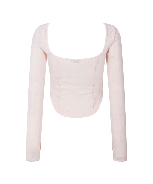Joan Corset Long Sleeve Top (Pink)