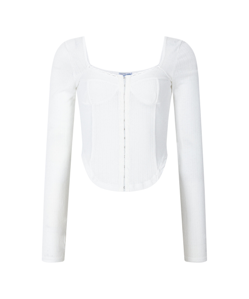 Joan Corset Long Sleeve Top (White)