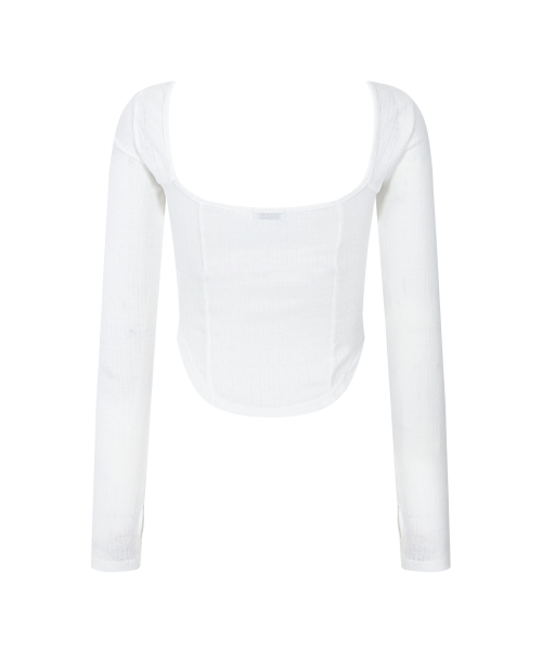 Joan Corset Long Sleeve Top (White)