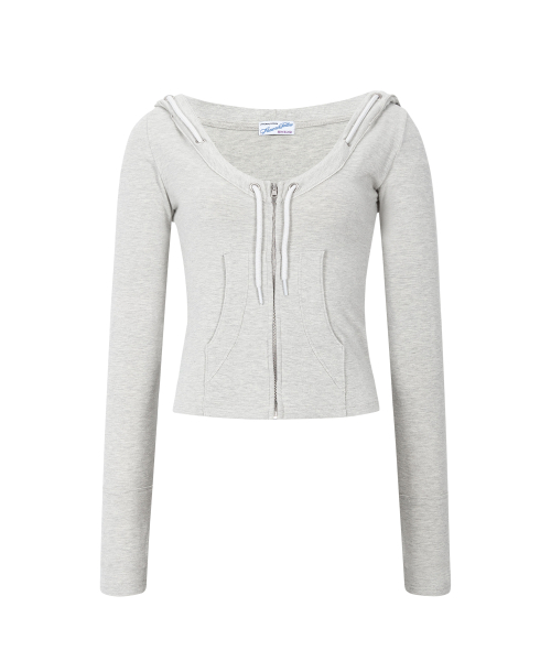 Glen Deep U-neck Hoodie (Oatmeal)