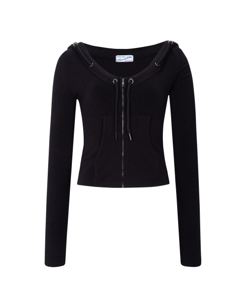 Glen Deep U-neck Hoodie (Black)