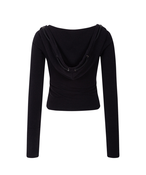 Glen Deep U-neck Hoodie (Black)