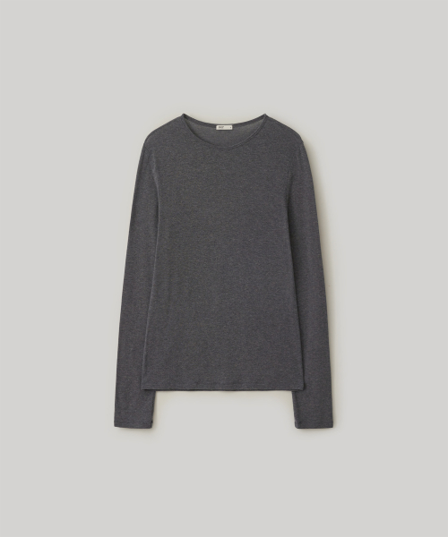 w. Wool Blend Long Sleeve Tee (Charcoal)