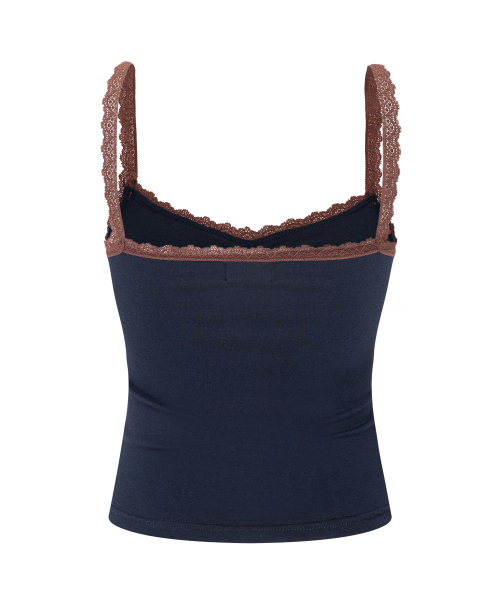 Meli Lace Shirring Sleeveless Top (Cool Charcoal)