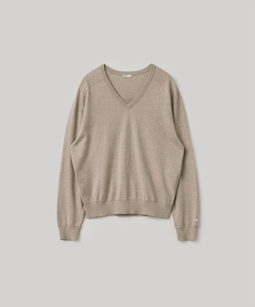 w. Peachskin V-neck Pullover (Oatmeal)
