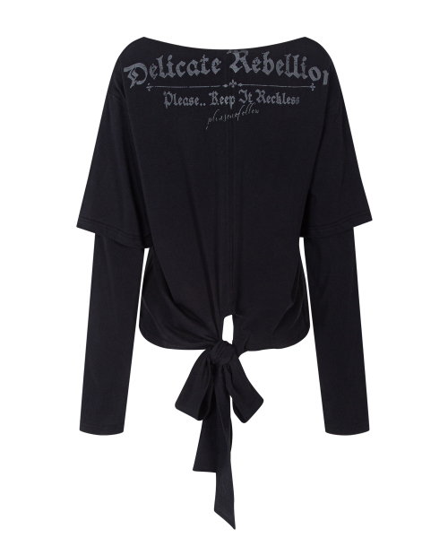Noice Tie Long Sleeve Top (Black)
