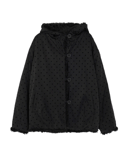 Dot Reversible Fur Jacket_Black