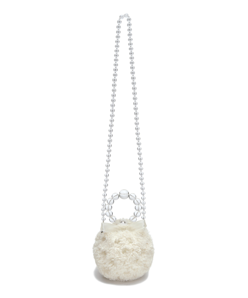 [X SUSAN FANG] FURRY BUBBLE BOW BAG - WHITE