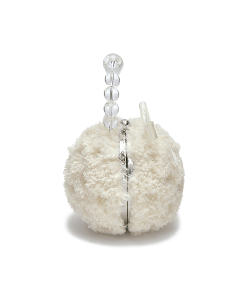[X SUSAN FANG] FURRY BUBBLE BOW BAG - WHITE