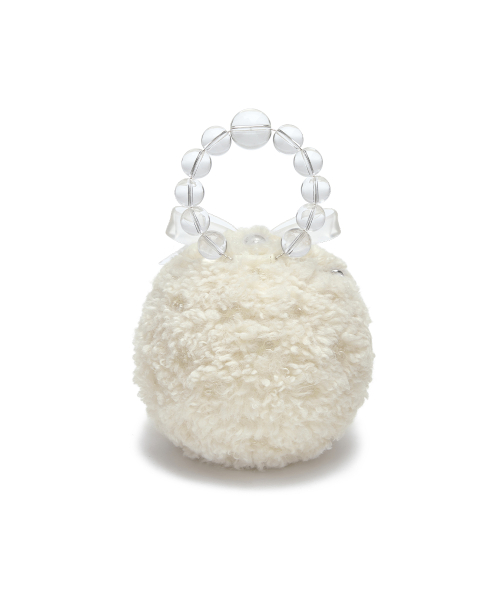 [X SUSAN FANG] FURRY BUBBLE BOW BAG - WHITE