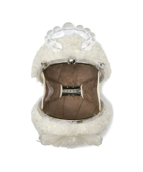 [X SUSAN FANG] FURRY BUBBLE BOW BAG - WHITE