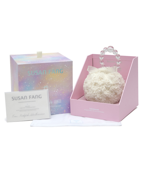 [X SUSAN FANG] FURRY BUBBLE BOW BAG - WHITE