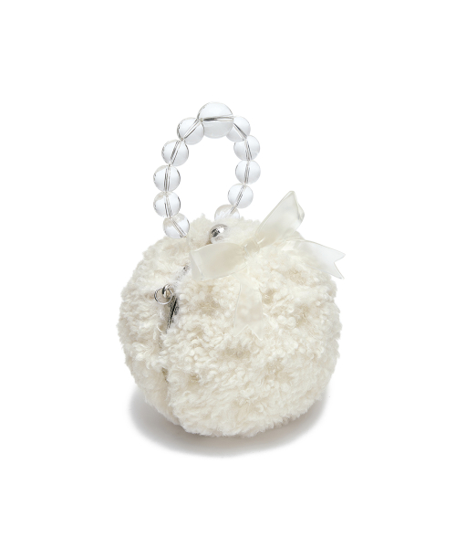 [X SUSAN FANG] FURRY BUBBLE BOW BAG - WHITE