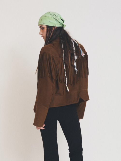 NUBUCK FRINGE JACKET BROWN