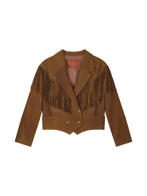 NUBUCK FRINGE JACKET BROWN