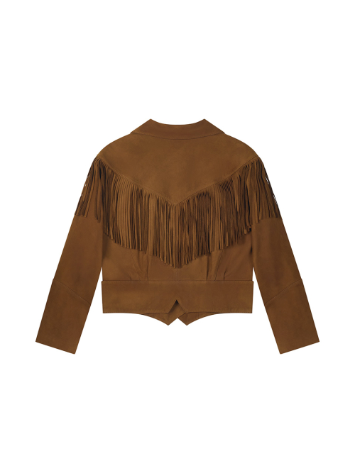 NUBUCK FRINGE JACKET BROWN