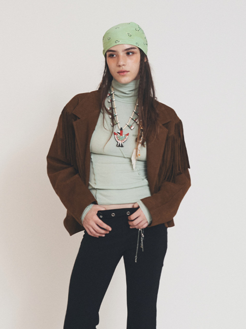 NUBUCK FRINGE JACKET BROWN