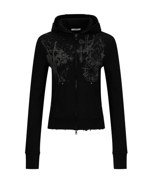 Celestial Paint Hoodie Zip-Up_[Black]