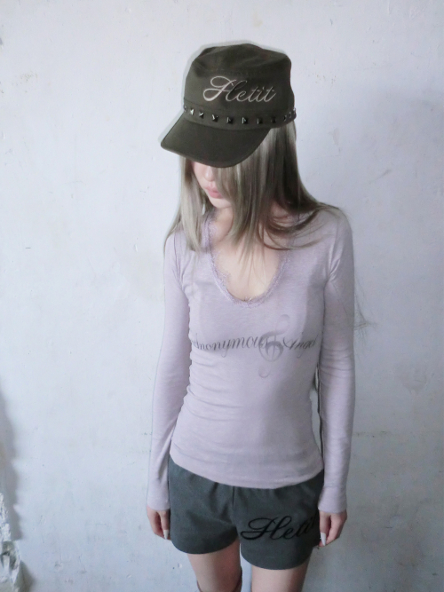 Lace Trimmed T-shirt (Liilac)