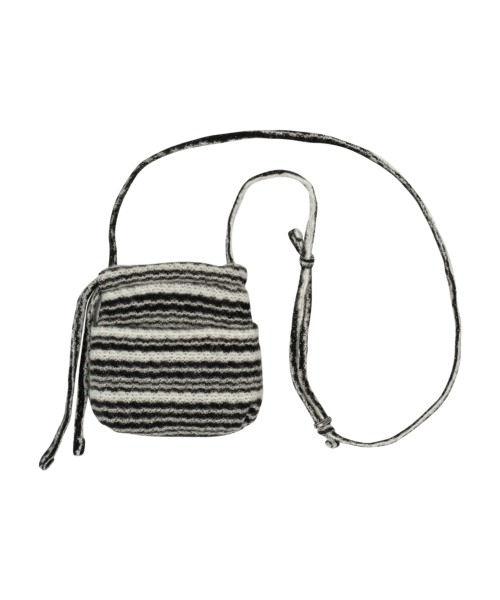 TCM stripe knit mini bag (black)