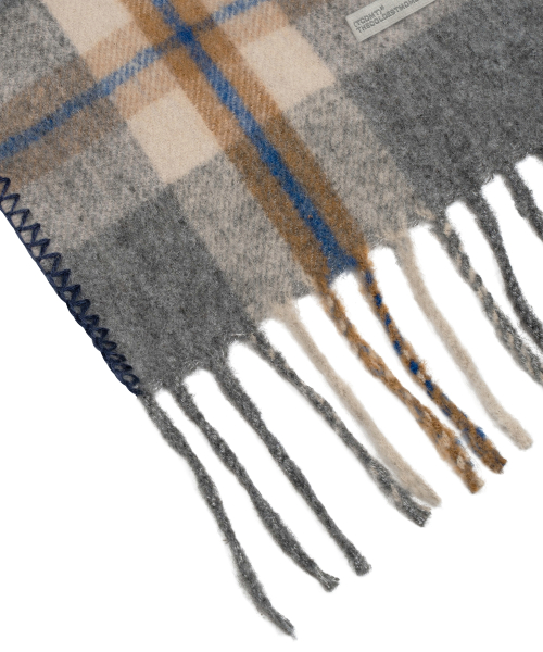 TCM mini logo check muffler (grey/blue)