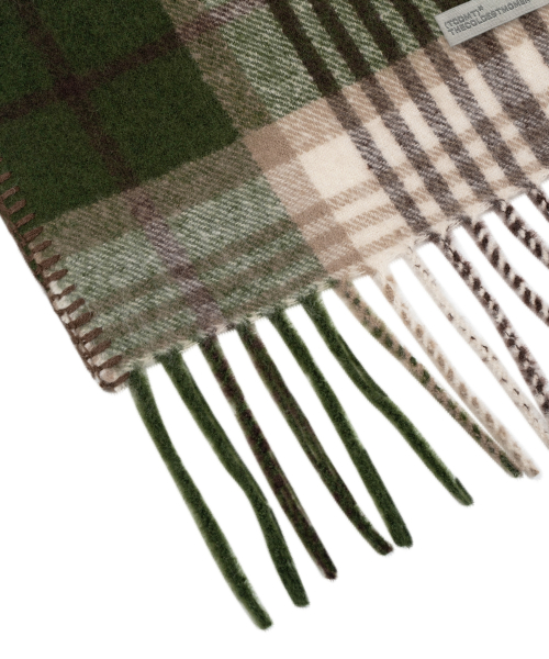 TCM mini logo check muffler (olive/beige)