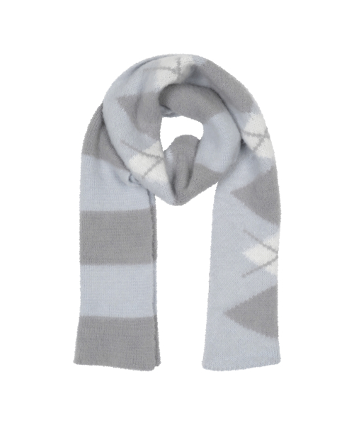 TCM stripe argyle muffler (grey)