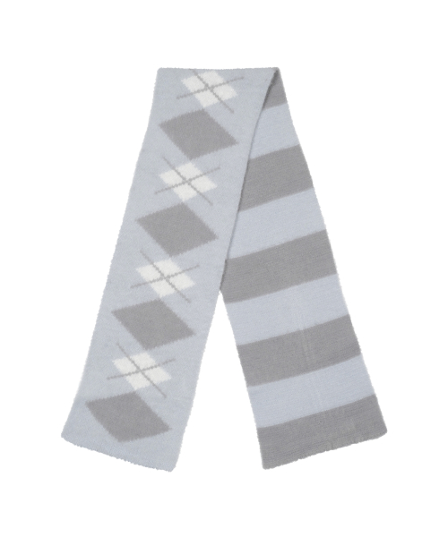 TCM stripe argyle muffler (grey)