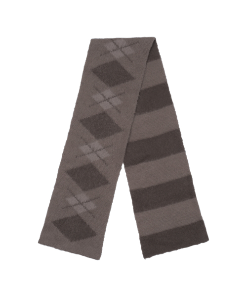 TCM stripe argyle muffler (brown)