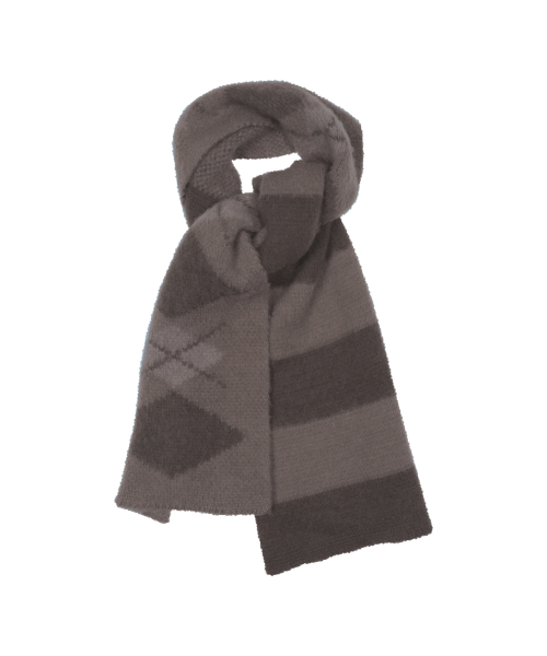 TCM stripe argyle muffler (brown)