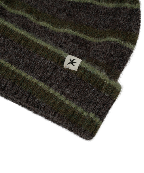 TCM mohair stripe beanie (khaki)
