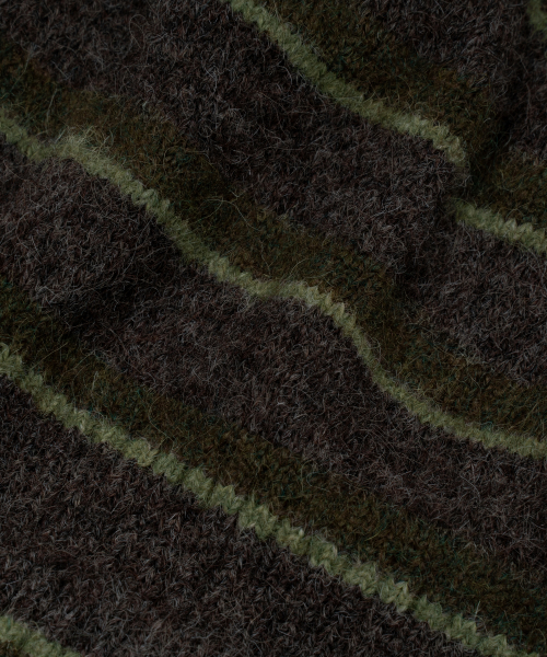 TCM mohair stripe beanie (khaki)
