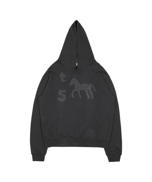 TCM stripe horse hoodie (charcoal)