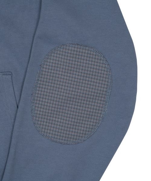 TCM check elbow patch hooded zip-up (blue)