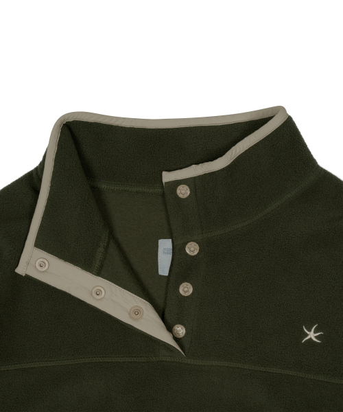 TCM half button fleece pullover (khaki)