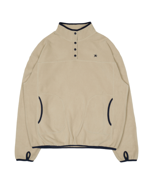 TCM half button fleece pullover (beige)