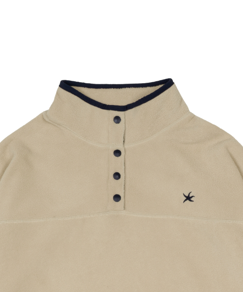TCM half button fleece pullover (beige)