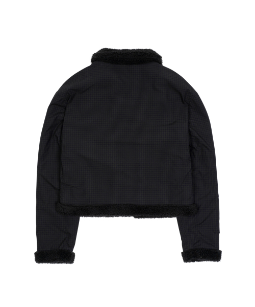 TCM reversible check fur jacket (black)
