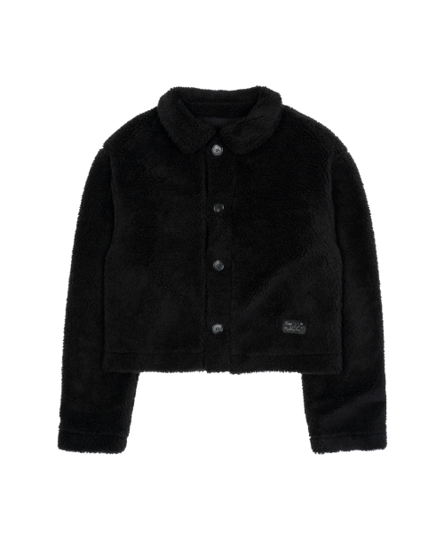 TCM reversible check fur jacket (black)