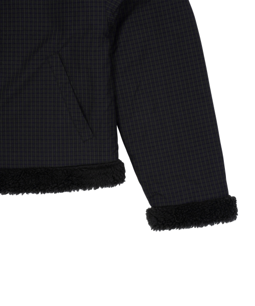TCM reversible check fur jacket (black)