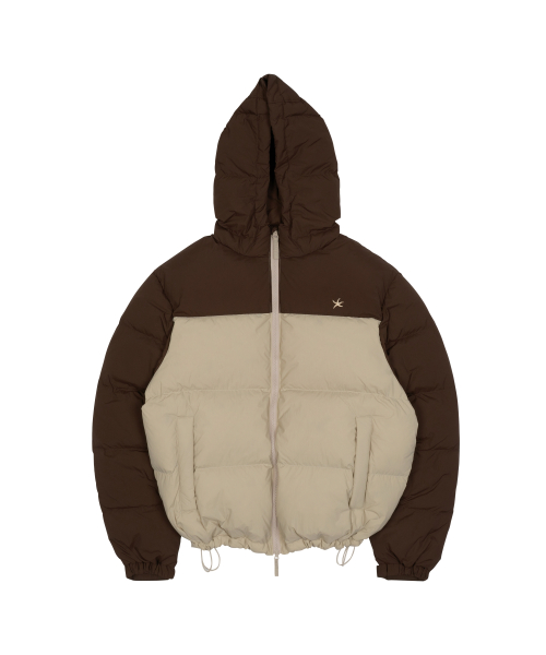 TCM color block puffer jacket (brown)