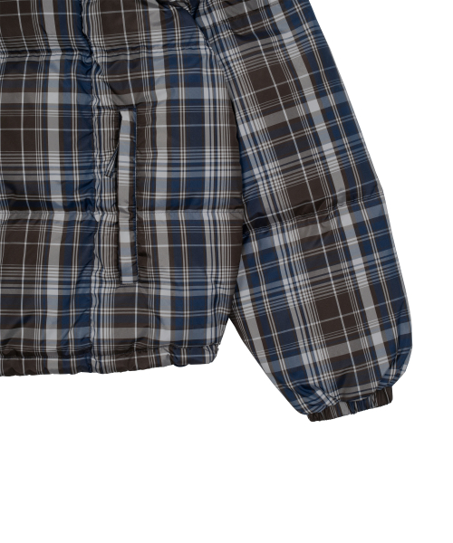 TCM mini logo check puffer jacket (navy)
