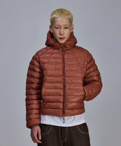 라이트 웨이트 패딩 후드 자켓[딥오렌지]